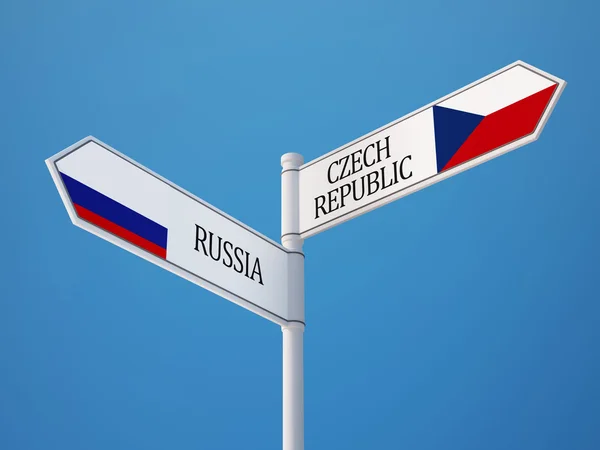 Ryssland-Tjeckien underteckna flaggor koncept — Stockfoto