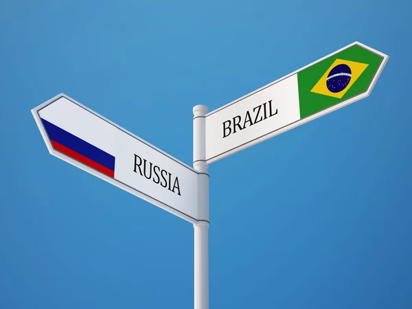 Rússia Brasil Sinalização Bandeiras Conceito — Fotografia de Stock