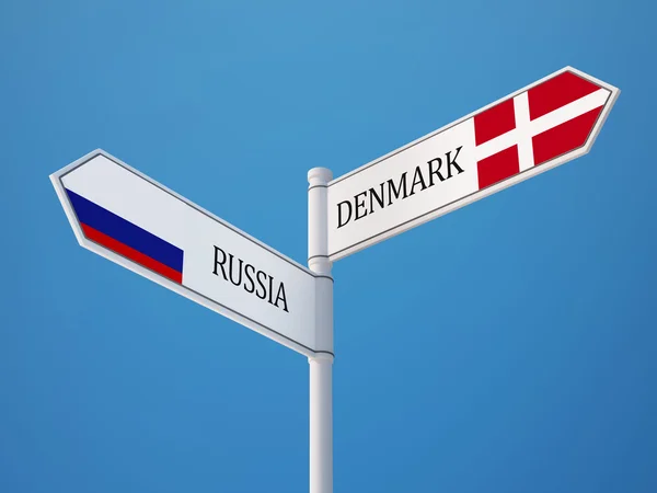Russie Danemark Signer Drapeaux Concept — Photo