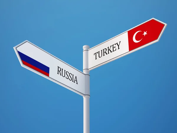 Russia Turkey  Sign Flags Concept — Stock Photo, Image