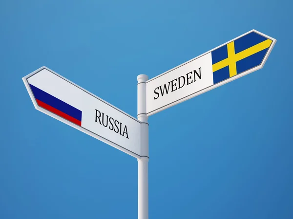 Rusia Suecia Firma el concepto de banderas — Foto de Stock