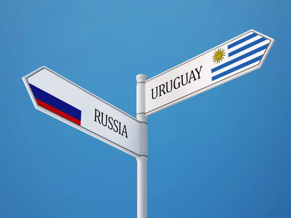 Russia Uruguay  Sign Flags Concept — Stock Photo, Image