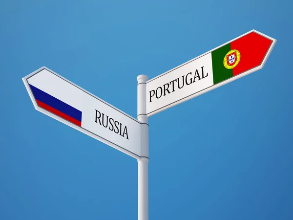 Russia Portugal  Sign Flags Concept — Stock Photo, Image