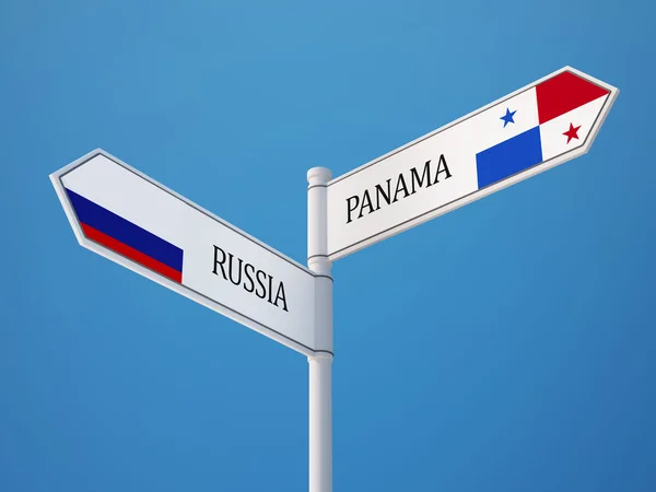 Rusia Panamá Firma Concepto de Banderas —  Fotos de Stock