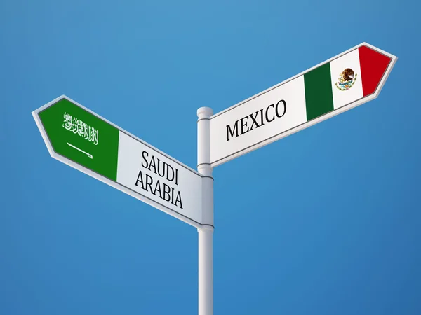 Arábia Saudita México assinar bandeira conceito — Fotografia de Stock