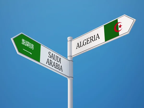 Arábia Saudita Argélia assinar Bandeiras Conceito — Fotografia de Stock