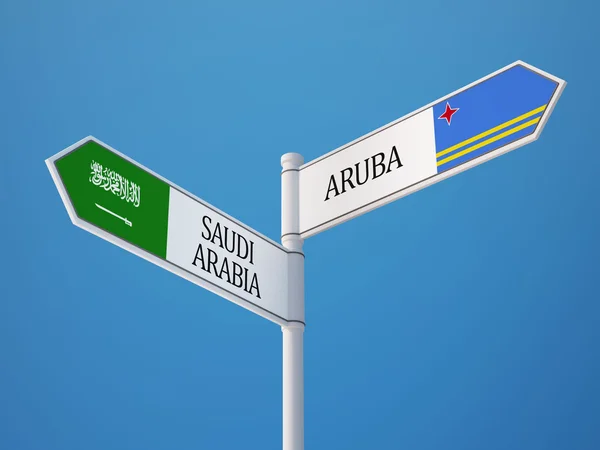 Arabie Saoudite Aruba signe drapeaux concept — Photo