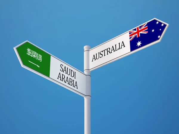 Arábia Saudita Austrália assinar Bandeiras Conceito — Fotografia de Stock
