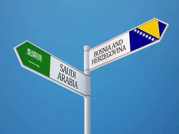 Arabie Saoudite Bosnie-Herzégovine Signer Drapeaux Concept — Photo