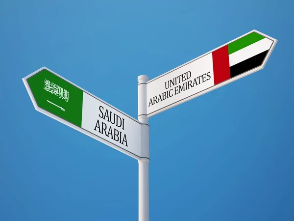 Saudi Arabia United Arab Emirates Sign Flags Concept — Stock Photo, Image