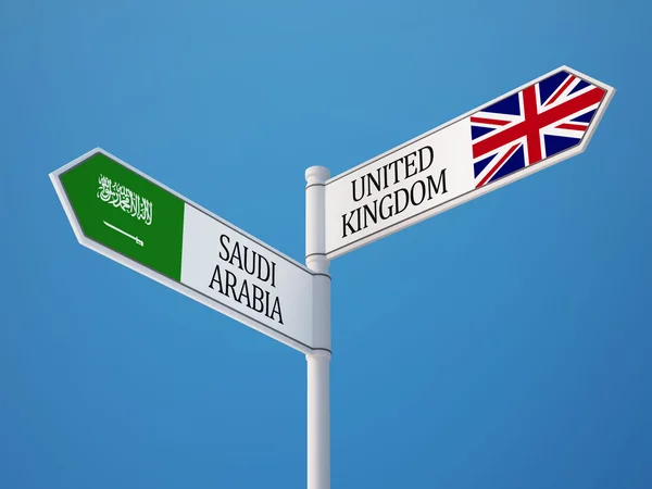 Arábia Saudita Reino Unido Signo Bandeiras Conceito — Fotografia de Stock