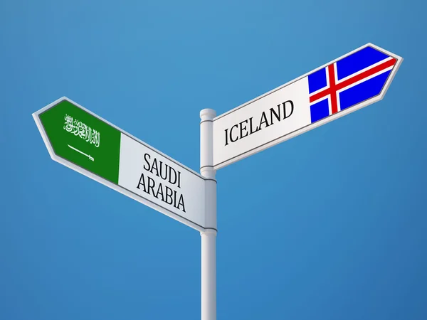 Islande Arabie Saoudite Signer Drapeaux Concept — Photo