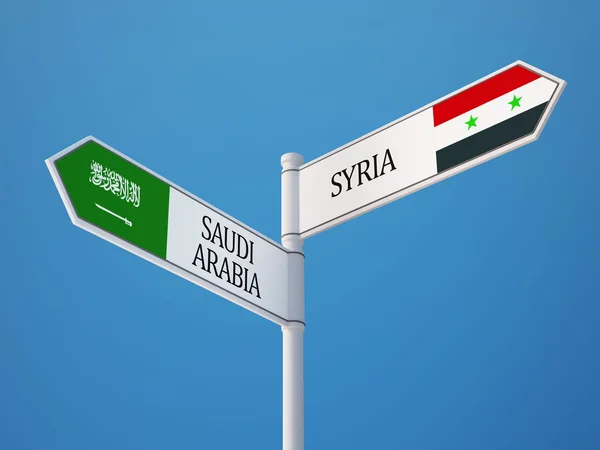 Syrie Arabie Saoudite Signer Drapeaux Concept — Photo