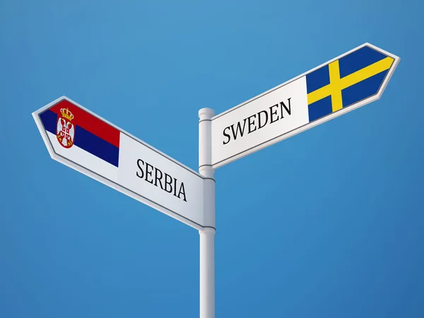 Serbien Sverige tecken flaggor koncept — Stockfoto