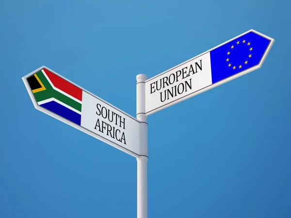 South Afrika European Union  Sign Flags Concept — Stock Photo, Image