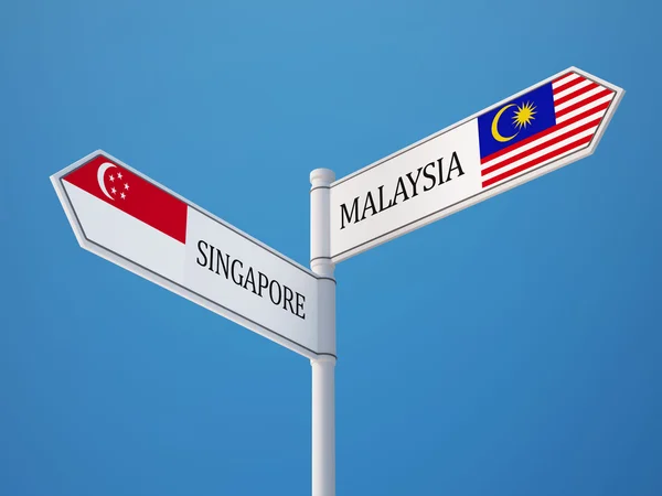 Singapore Malaysia  Sign Flags Concept — Stock Photo, Image