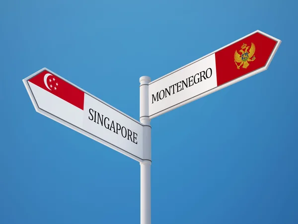 Singapore Montenegro Sign Flags Concept — Stock Photo, Image
