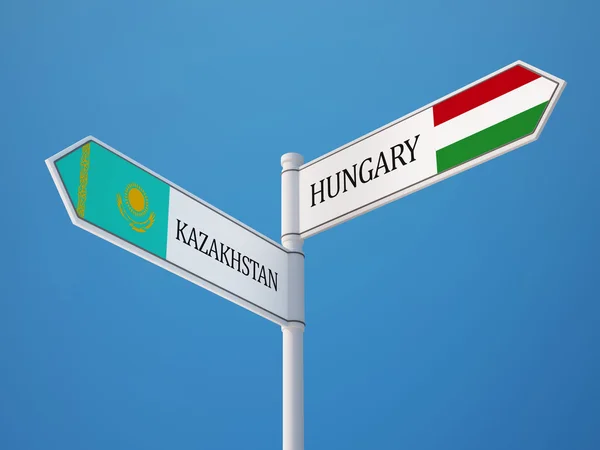 Kazakhstan Hungary  Sign Flags Concept — Stock Photo, Image