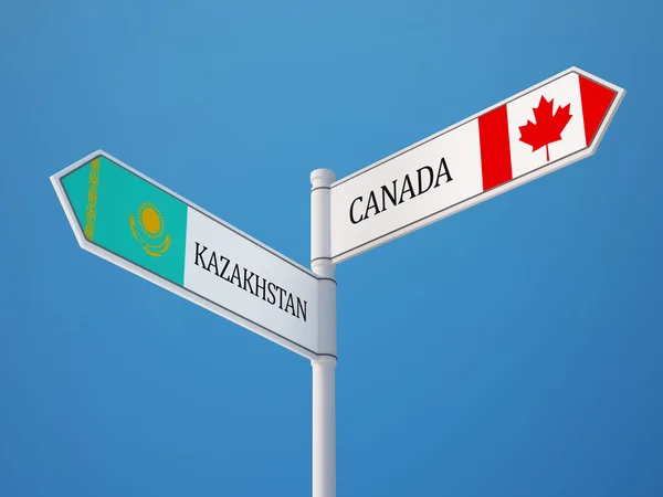 Kazakistan Canada Firma Bandiere Concetto — Foto Stock