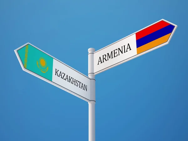 Kazakstan Armenien tecken flaggor koncept — Stockfoto