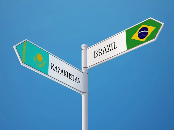 Kazachstan Brazylia znak flagi koncepcja — Zdjęcie stockowe