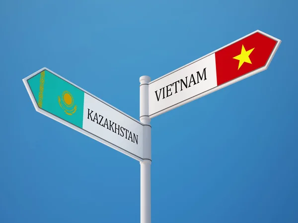 Kazakistan Vietnam işaret bayrakları kavramı — Stok fotoğraf