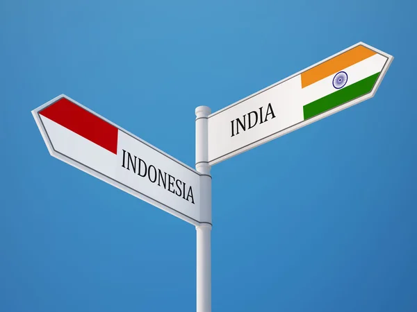 Indonesien Indien tecken flaggor koncept — Stockfoto