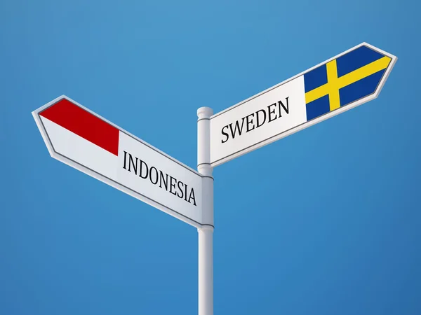 Indonesia Sweden  Sign Flags Concept — Stock Photo, Image