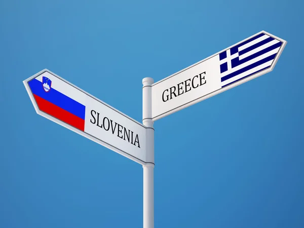 Slovenia Greece  Sign Flags Concept — Stock Photo, Image