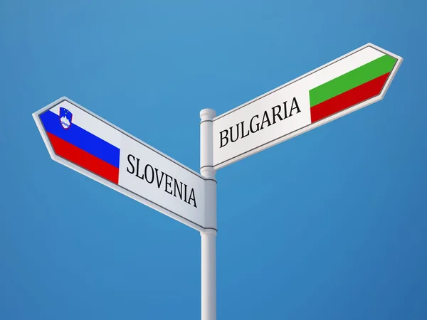 Slovenia Bulgaria  Sign Flags Concept — Stock Photo, Image