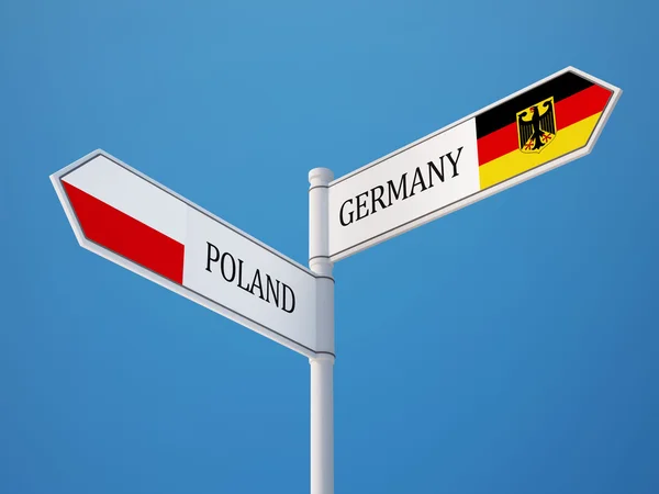 Polen Tyskland tecken flaggor koncept — Stockfoto
