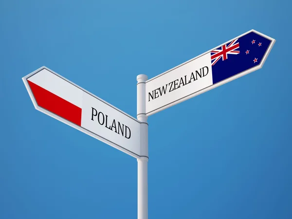 Polen Neuseeland Zeichen-Flags-Konzept — Stockfoto