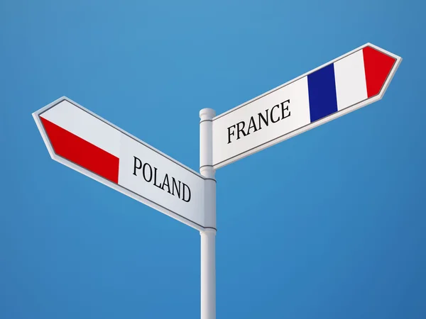 Poland France  Sign Flags Concept — Stock Photo, Image