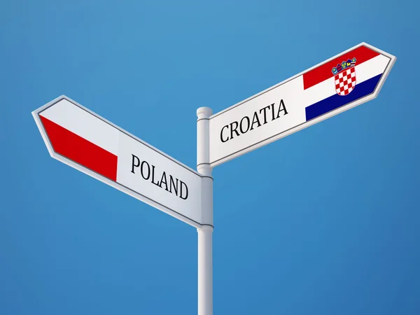 Polonia Croazia Firmare Bandiere Concetto — Foto Stock