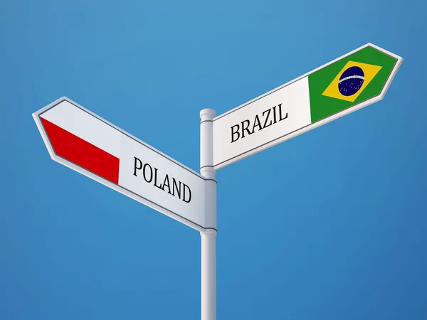 Polonia Brasile Firma Bandiere Concept — Foto Stock