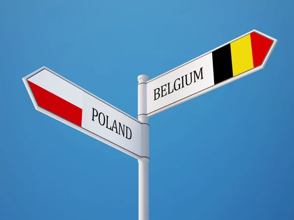 Pologne Belgique Signer Drapeaux Concept — Photo