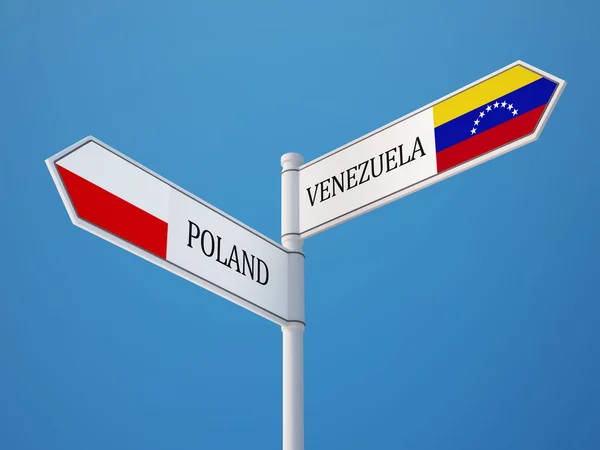 Poland Venezuela  Sign Flags Concept — Stock Photo, Image