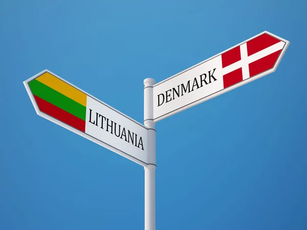 Litvánia Dánia bejelentkezési jelzők koncepció — Stock Fotó