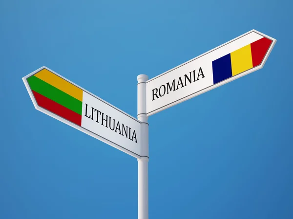 Litouwen Roemenië teken vlaggen Concept — Stockfoto