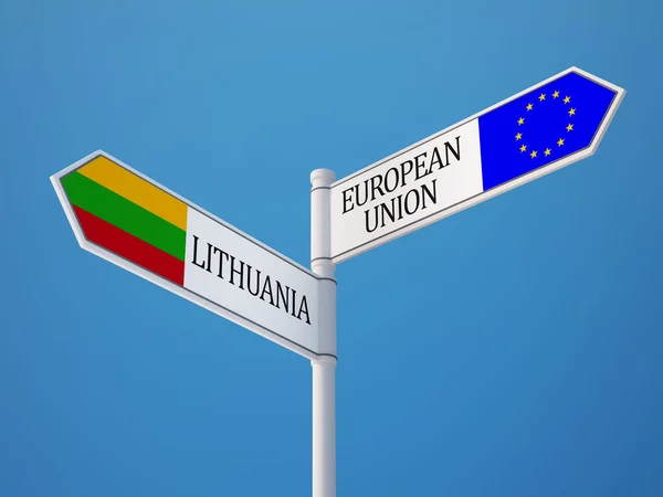 Litauen Europeiska unionen undertecknar flaggor koncept — Stockfoto