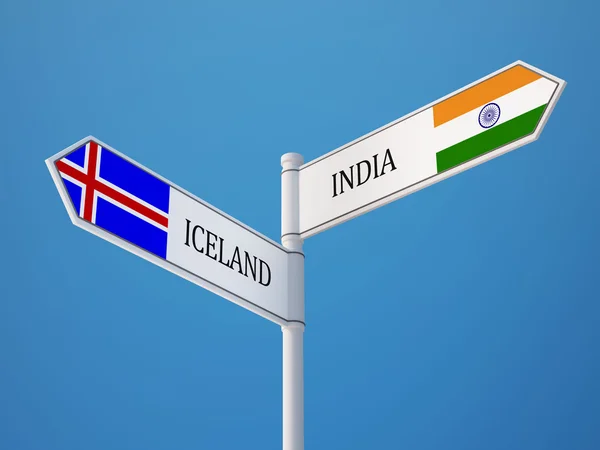 Islande Inde Signer Drapeaux Concept — Photo