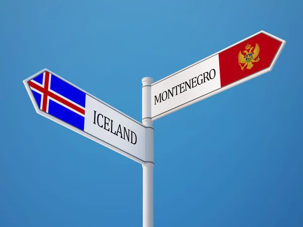 Ισλανδία Μαυροβούνιο σημάδι σημαίες έννοια — Φωτογραφία Αρχείου