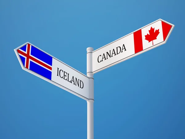 Iceland Canada  Sign Flags Concept — Stock Photo, Image