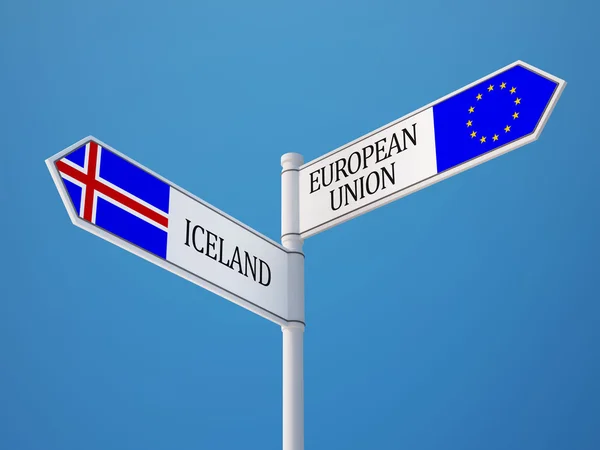 Iceland European Union  Sign Flags Concept — Stock Photo, Image