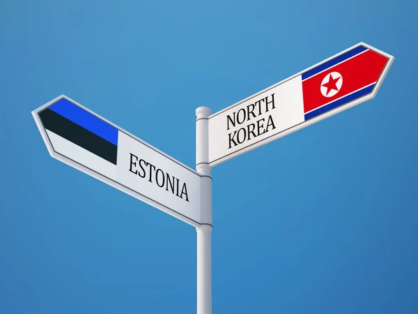 Észtország Észak-Korea bejelentkezési jelzők koncepció — Stock Fotó