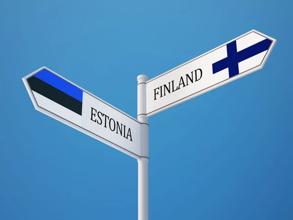 Estonia Finlandia znak flagi koncepcja — Zdjęcie stockowe