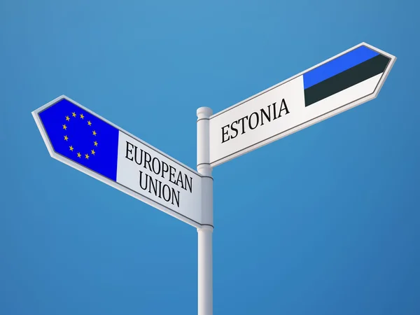 Den Europæiske Union Estland Tegnflag Koncept - Stock-foto