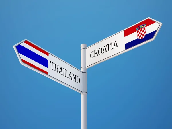Tailandia Croacia Firma el concepto de banderas — Foto de Stock