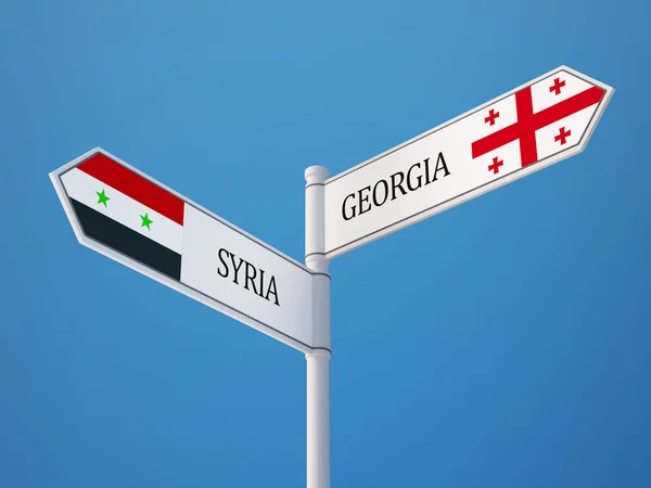 Syria Georgia  Sign Flags Concept — Stock Photo, Image