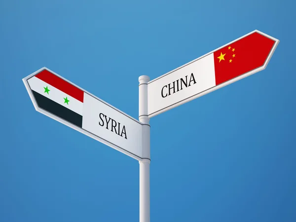 Siria Cina segno bandiere concetto — Foto Stock